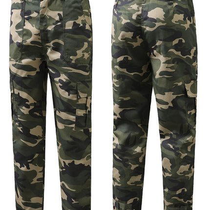 Workwear Set for Men, Labor Protection Clothing, Spring and Autumn Camouflage Wear, Durable Construction Site Work Clothes, Multi-Pocket Mechanic's Suit