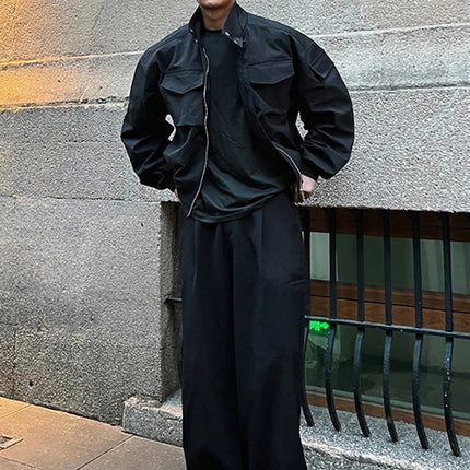 Army Green Light Cavalry Jacket Men's Spring & Fall Handsome American Flight Suit Short Silhouette Stand-Up Collar Baseball Uniform