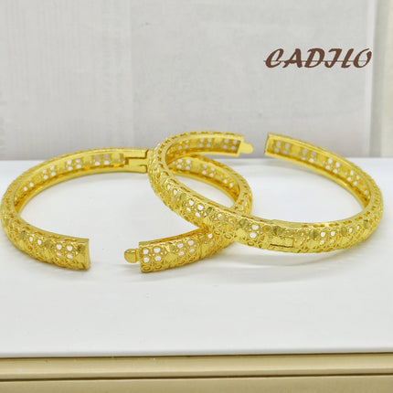 CADILO Copper Opening Bracelet Middle East 24K Gold Plated Women Fashion Bracelet European American Nigeria Bracelet