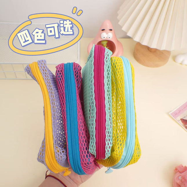 Korean Dopamine Mesh Tofu Bag Portable Travel Toiletry Cosmetics Storage Bag Makeup Bag Mesh Sundry Bag