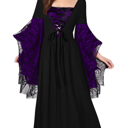 Hot-Selling Cross-Border Amazon Halloween European and American Cosplay Women's Skull Lace Dress Hot Style Plus Color