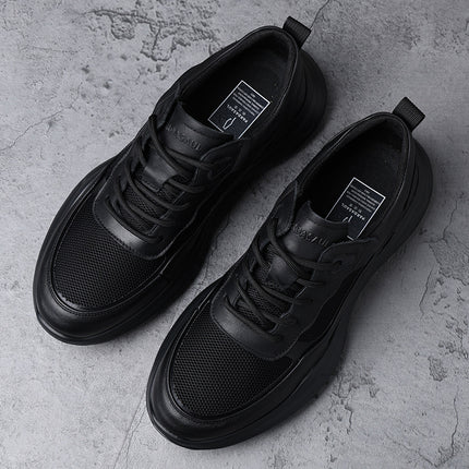 Factory direct supply net shoes men's autumn hollow breathable deodorant running tide shoes men's cowhide stitching light leisure transport