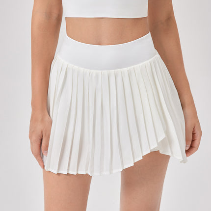 New Tennis Skirt Pleated Skirt Women's Yoga Sports Skirt High Waist Fake Two-piece Anti-light Running Fitness Skirt