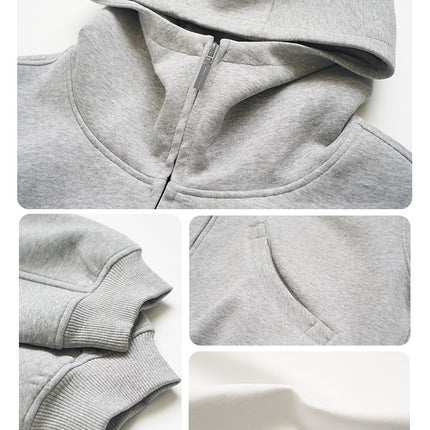 Unf 550g Heavy Air Oversize Loose Silhouette Hooded Sweatshirt Zipper Jacket Autumn and Winter for Men and Women