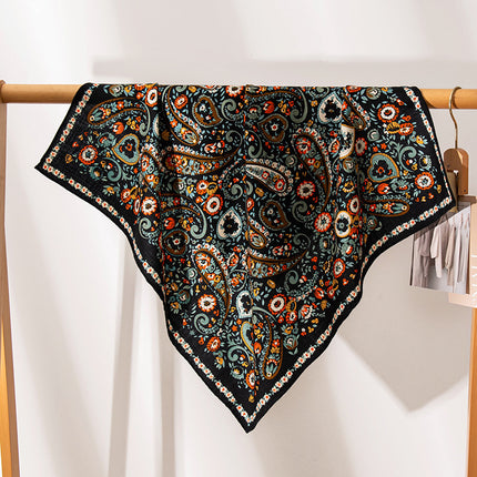 Silk Wool Paisley Floral Wool Scarf, Silk Scarf, Mulberry Silk Square Scarf, New Elegant Women's Necktie for Spring and Summer
