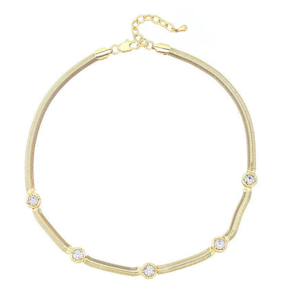 Lishan Versatile Bowknot Accessories Titanium Steel Metal Chain Series Layered Natural Stone Necklace Clavicle Chain for Women