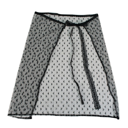 Korean Style Stacked Lace Skirt Curtain Butt Curtain One-Piece Skirt Apron Lace-Up Mesh Beach Swimsuit with Cover