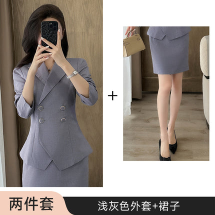 Professional suit Women's High-grade Suit Overskirt Two-piece Set Property Consultant Work Clothes Suit Jacket Jewelry Store Fixture
