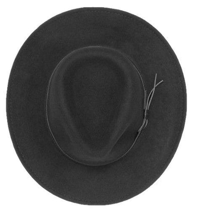 Cross-border Hot Selling Amazon Pure Wool Felt Hat Gentleman Retro Flat-brimmed Wool Topper British Style Europe and America