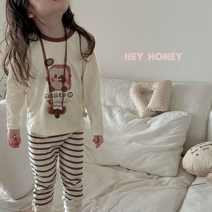Spot Large and Small Roll Heyhoney24 Lycra Cotton Boys and Girls Autumn Clothes Intimates Printed Home Clothes Pajamas Two-Piece Set