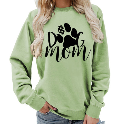 Amazon Source Dog Mom Printed Round Neck Women's Jacket Sweatshirt Autumn and Winter Jacket Casual Loose