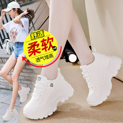 Women's Height-Increasing White Sneakers 2024 Autumn Fashion Casual Sports Dad Shoes