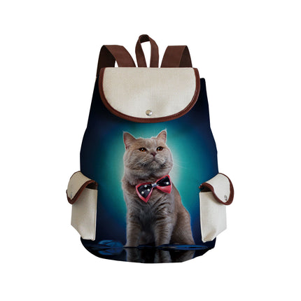 Cross-Border Manufacturers Wholesale Travel Backpacks, Large-Capacity Student Schoolbags, Fashionable Cat and Dog Print Backpacks, Custom-Made Upon Request