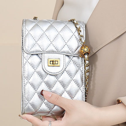 2024 New Leather Tassel Hardware Ball Small Chanel Style Diamond Chain Mobile Phone Bag Shoulder Crossbody Mini Small Bag
