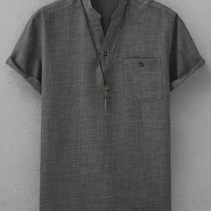 Men's Light Green Summer Casual Button up Shirt with Chest