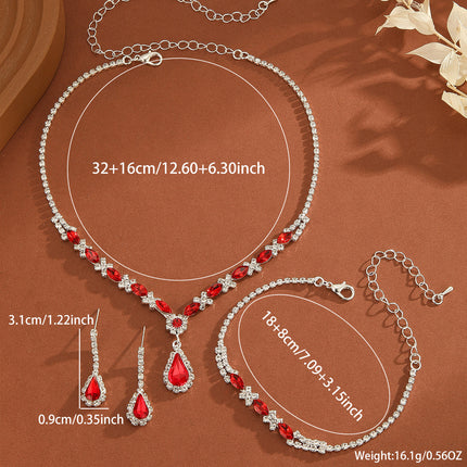 Amazon's Hottest 2025 Shiny Rhinestone Necklace, Earrings and Bracelet Set, Cross-Border Best-Selling Three-Piece Set
