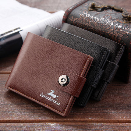 2023 popular casual creative trend men's short wallet magnetic buckle ultra-thin multi-card cross-border foreign trade business card holder
