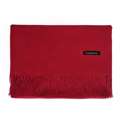 High-End Warm Imitation Cashmere Scarf for Women in Autumn and Winter Pure Color Elegant Versatile Tassel Shawl Fashionable Outer Dual-Purpose Scarf