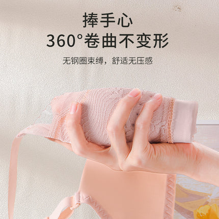 Small Chest Push-up Underwear Women's Thin Upper Collocable Parm Anti-sagging No Steel Ring Summer Hole Cup Lace Bra