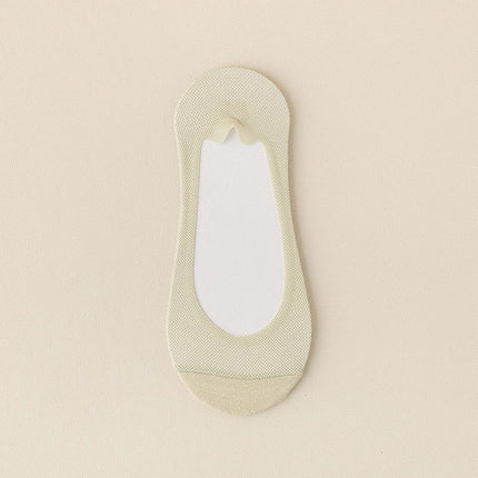 [Factory Direct Sales] Women's Summer Thin Mesh Breathable Shallow Mouth Silicone Non-Slip Invisible Socks Cotton Bottom Boat Socks