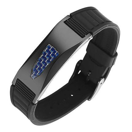 Europe, America, Japan and Korea inlaid carbon fiber stainless steel titanium steel curved brand silicone bracelet bracelet bracelet