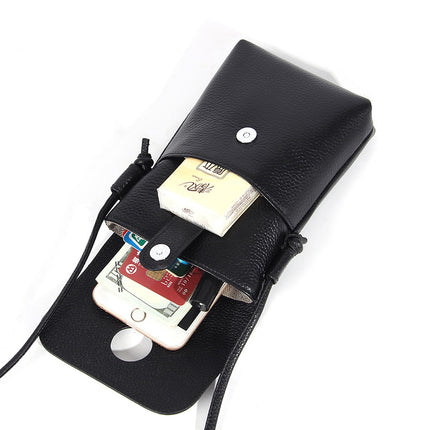 Genuine Leather Mobile Phone Bag for Women Cross-Body, High-End Fashion, First-Layer Cowhide Shoulder Bag, Lightweight Mobile Phone Bag, Simple Export