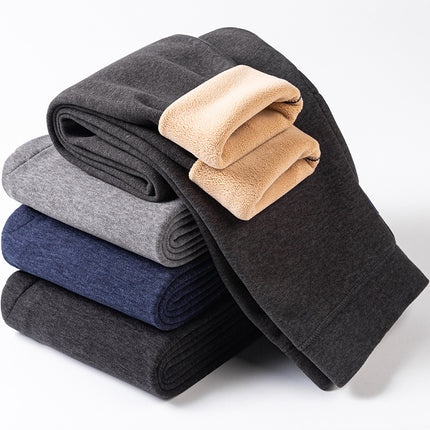 Winter Fleece-Lined Thickened Camel Wool Men's Thermal Composite Base Layer Pants Plus Size Men's Polyester Thermal Pants