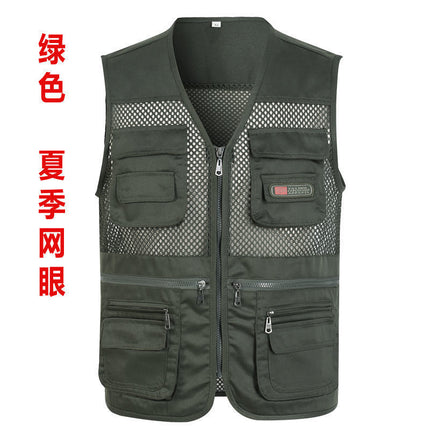 Spring and Summer Mesh Vest for Middle-Aged People Fishing All Seasons Multi-Pocket Vest Men's Spring and Autumn Casual Tactical Vest Dropshipping