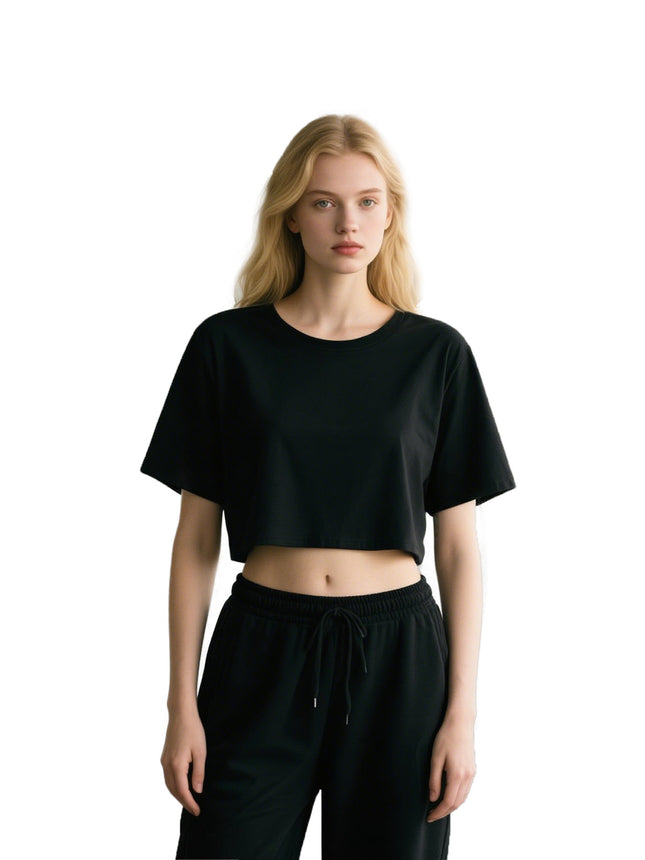 European Size Ins Pure Cotton Sexy Crop Top Loose Women's Short Sleeve T-Shirt with Logo Printed Same Day Shipping Crop Top