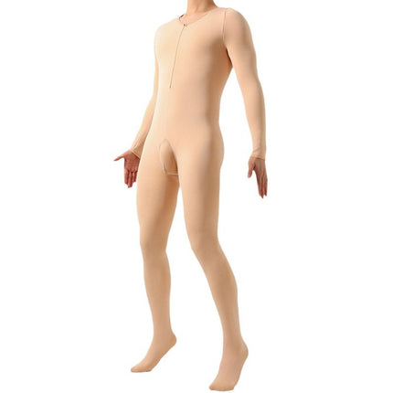 Cross-Border Plus-Size Fleece-Lined Thickened Zip-Up Full-Body Jumpsuit for Men, Warm Open-Crotch No-Take-Off Strap Jj Sexy Romper
