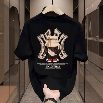2026 Summer New Heavyweight Cotton Short-Sleeve T-Shirt for Men, Loose Fit, Trendy, Cool and High-End Half-Sleeve Top for Men's Clothing