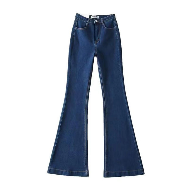 Korean style hot girl high waist tight flared jeans for women 2024 Spring and Autumn New elastic slimming mop pants fashion