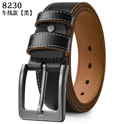 Manufacturer Wholesale Men's Pin Buckle Pure Cowhide Leather Belt Retro Plus Large Size Belt Men's Trouser Belt Dropshipping