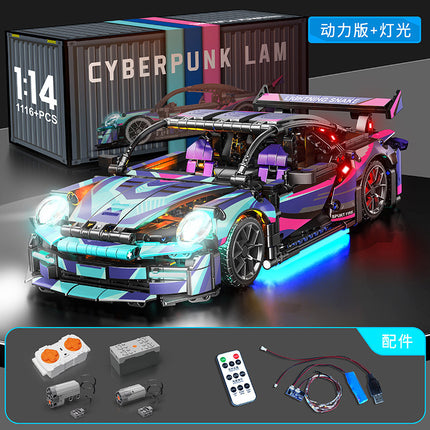 Compatible with Lego Black Gold V12 Cyberpunk Rambo Remote Control Building Blocks Sports Car Racing Children's Toys Cross-Border Wholesale