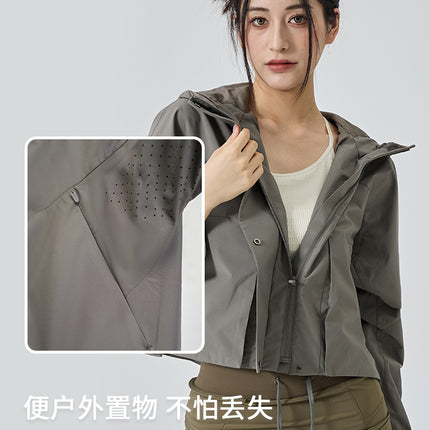 Original Style Hooded Windbreaker Jacket, Light Rain Jacket, Windproof, Waterproof, Breathable, Short Workwear Outdoor Sports Coat