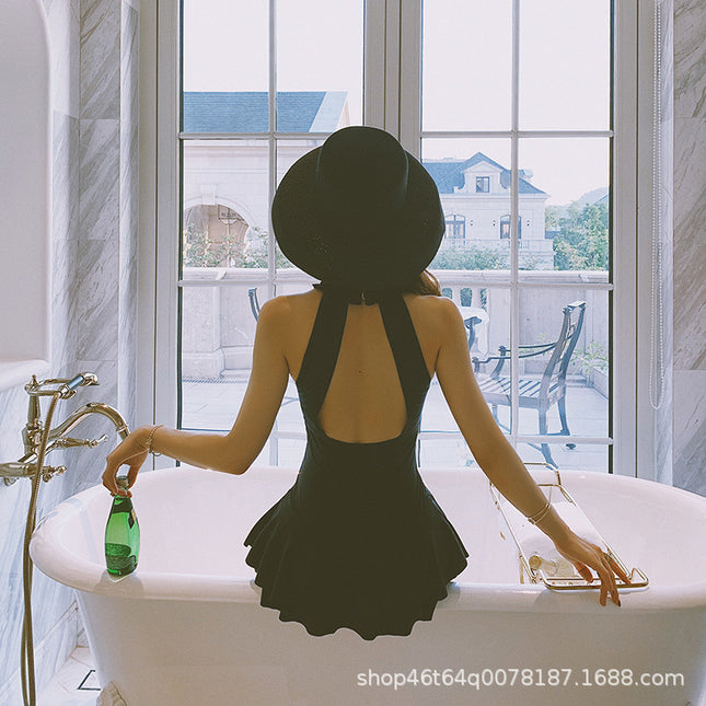 One-Piece Swimsuit for Women 2026 New Style Sexy Backless Slimming Tummy-Covering Korean Ins Pure Desire Internet Celebrity Style Hot Spring Bathing