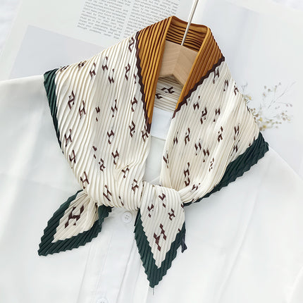 New wrinkled small square scarf female Korean imitation silk printed wrinkled small scarf Joker scarf decorative scarf wholesale