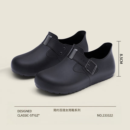 Spring and Summer Flat Low-Top Lazy Water Shoes for Women, Birkenstock Rain Shoes, Stain-Resistant, Easy to Clean, Waterproof Work Shoes for Women