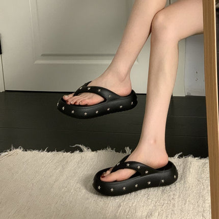 Fairy-Style Thick-Soled Flip-Flops for Women 2026 New Summer Outdoor Wear Height-Increasing Beach Anti-Slip Seaside Sandals