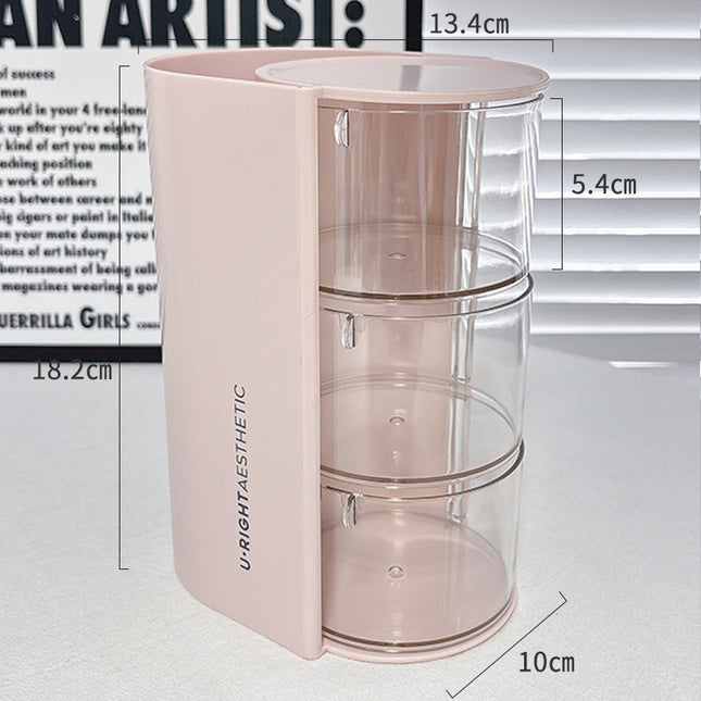 Puff Storage Box Rotating Dustproof Dressing Table Desktop Beauty Makeup Egg Air Cushion Lipstick Makeup Brush Storage Cylinder Storage Rack