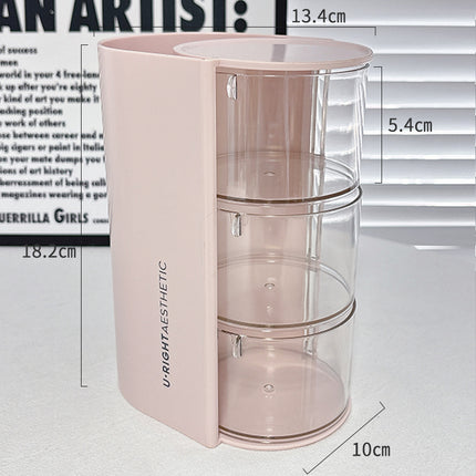 Puff Storage Box Rotating Dustproof Dressing Table Desktop Beauty Makeup Egg Air Cushion Lipstick Makeup Brush Storage Cylinder Storage Rack