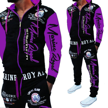 Foreign trade cross-border men's fashion two-piece hooded sweatshirt and pants hooded sportswear a large number of in stock