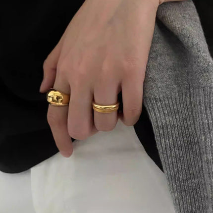 Basic Stacked Balloon Ring Brass Plated 18K Gold/Platinum Light Luxury Fashion High Style New Ring