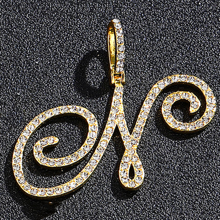 Foreign trade popular products full diamond hip hop jewelry grass letter pendant melon seed buckle Cuban chain accessories Amazon exclusive