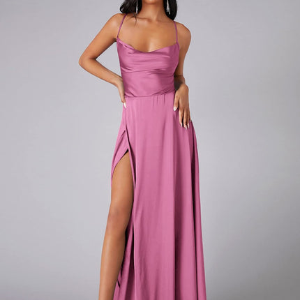 2025 New European and American Foreign Trade Women's Sexy Slim Slim-Fit Backless Amazon Strap Tight Waist Dress Long Dress
