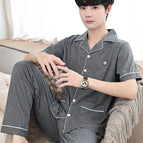 Double Bag 100% cotton short-sleeved trousers flower gray stamp / L size is recommended to wear 50.00 kg-65.00 kg