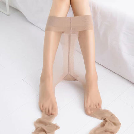 Tianche Extended-Length Black Stockings for Women, T-Crotch Extended Version, Summer Style, 0D Durable, Natural Nude Feel, Open-Crotch, Bare-Leg Look