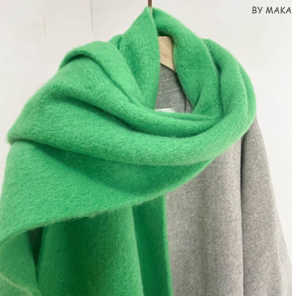 New Solid Color Mahair Scarf for Couple Winter Warm Thickened Korean-style All-match Student Long Girl Scarf