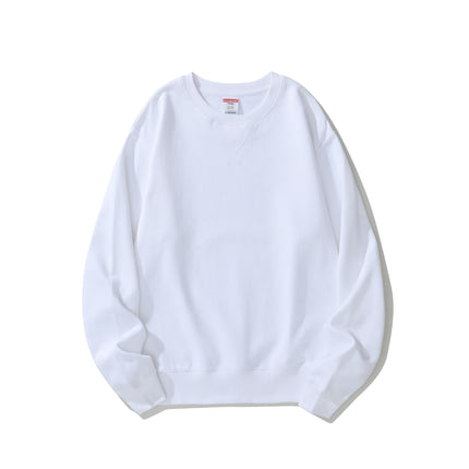 380g Heavyweight Pure Cotton Terry Sweatshirt Men's Sweatshirt American Retro Solid Color Long-Sleeve Crew Neck Unisex Customizable