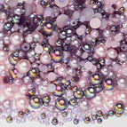 3-10mm flatback pearl resin rhinestones mixed assortment, 30g/pack / Semi-circle pearl purple mixed series_13